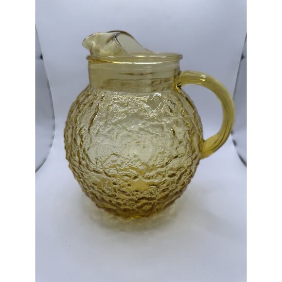 Vintage Anchor Hocking Fairfield Starburst Amber Glass Pitcher - Picture 2 of 9